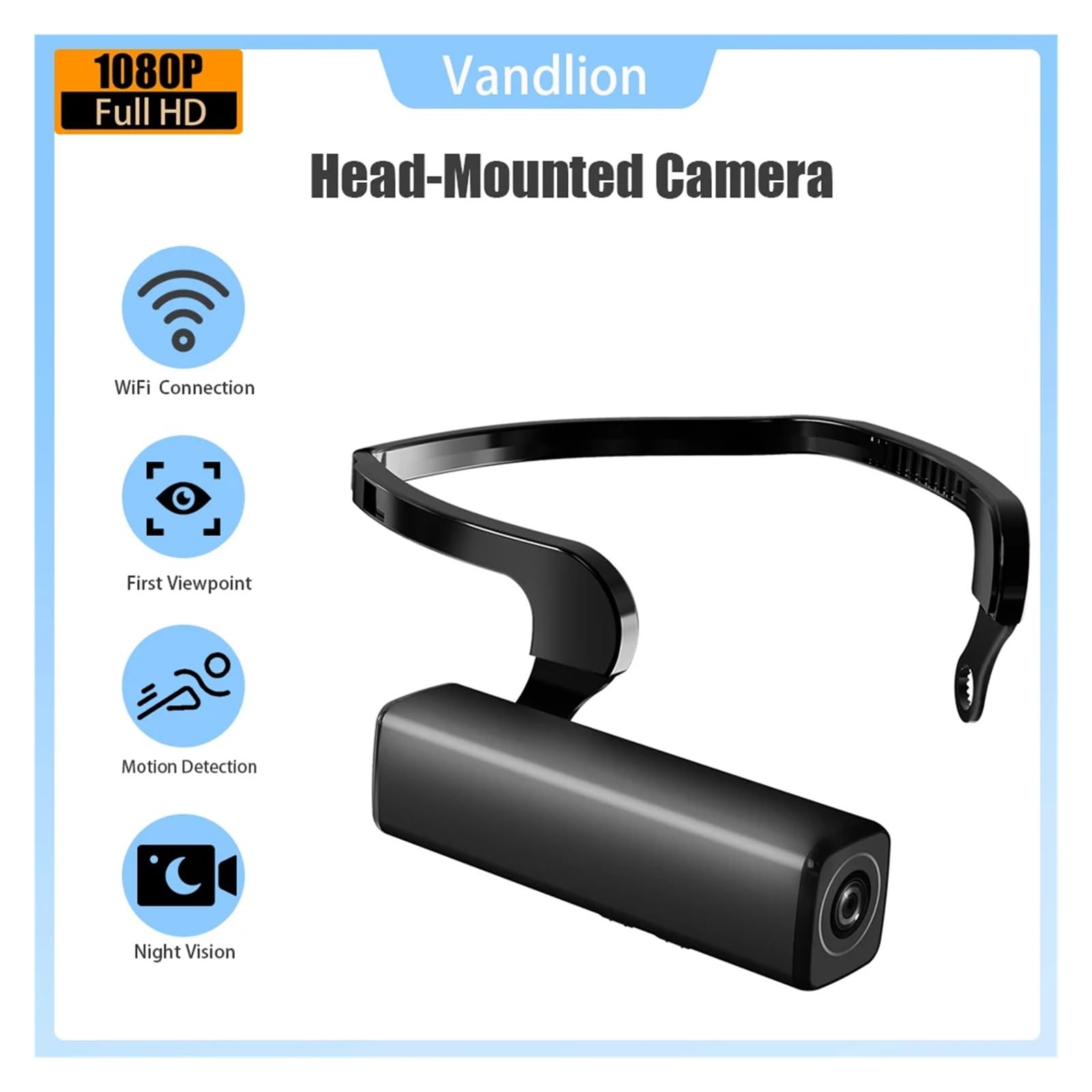 Camara Corporal, Cámara montada en la Cabeza A33 Mini Cuerpo cámara inalámbrica 30FPS FHD1080P visión Nocturna detección de Movimiento for grabación de Primera Vista(with 64GB TF Card)