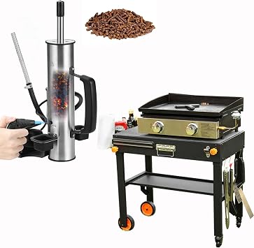 EUTRKei Cordless Electric Smoker, Smoke Tube for Pellet Smoker with Air Pump, Cold or Hot Smoking for Any Grill, Foldable Ninja Grill Stand& Blackstone Griddle Stand for Outdoor