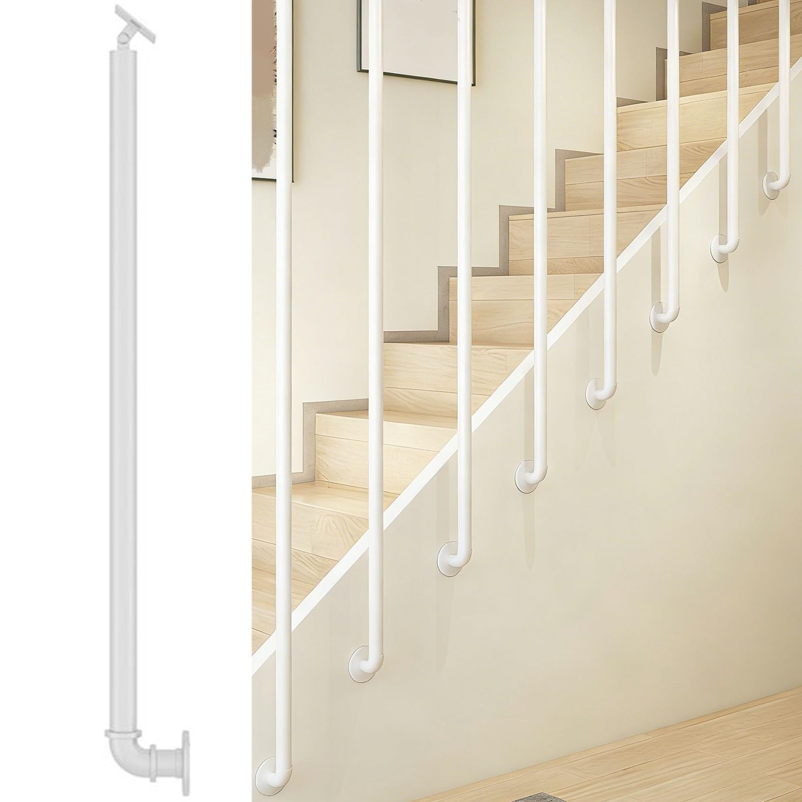 Regulowane nowoczesne żelazne tralki schodowe - konfigurowalne wrzeciona 30-152 cm czarno-białe 1 szt. białe 225 cm wysokości idealne do dekoracji balustrad wewnętrznych loftu