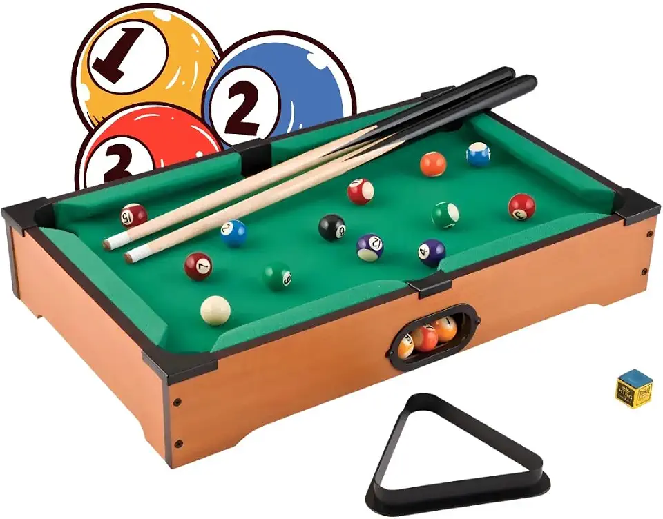 Mini Mesa Jogo De Sinuca Bilhar Snooker Infantil Portatil 51cm Completa Madeira MDF Completa Kizumba