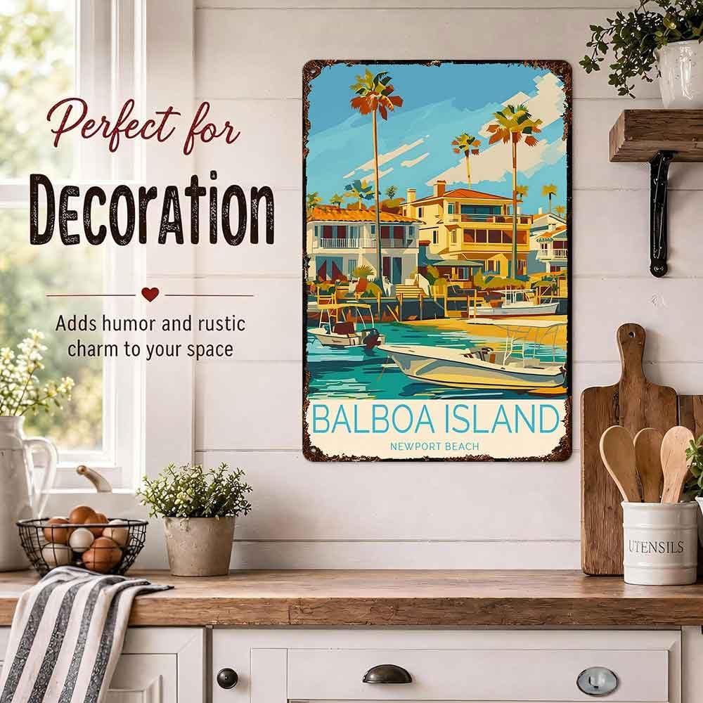 Balboa Island Newport Beach Coastal Travel Aluminum Metal Sign 8 x 12 Inch image 3