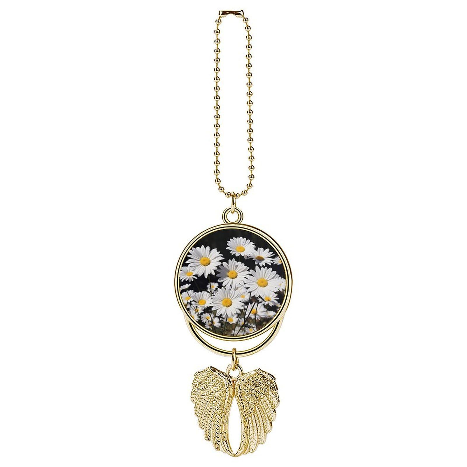 White Daisy Car Pendant Personalized Car Hanging Ornament Auto Rear View Mirror Hanging Decoration Accessories Metal Cars Interior Ornament for Most Cars Truck SUV