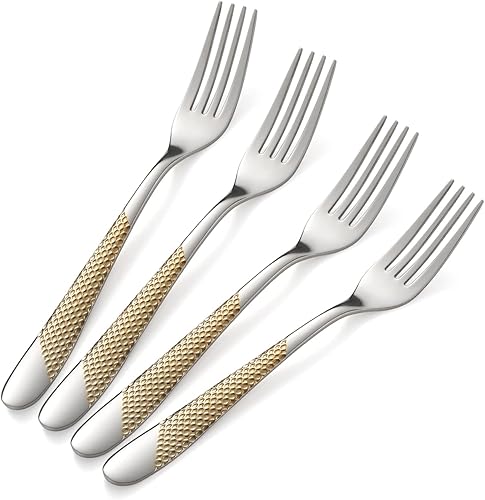 Miniatura 4 de Juego de 4 tenedores de acero inoxidable, cubiertos y tenedores de postre para el hogar, cocina, restaurante