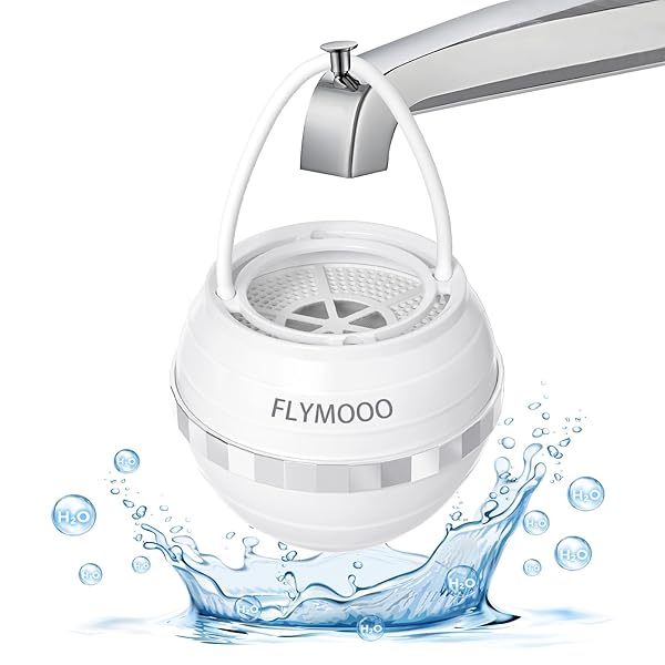 FLYMOOO Bath Filter for Tub, Bathtub Faucet Water Filter with 8 Stages & 2,500 Gallons of Filtration to Reduce Contaminants for Softer, Smoother Skin (White)