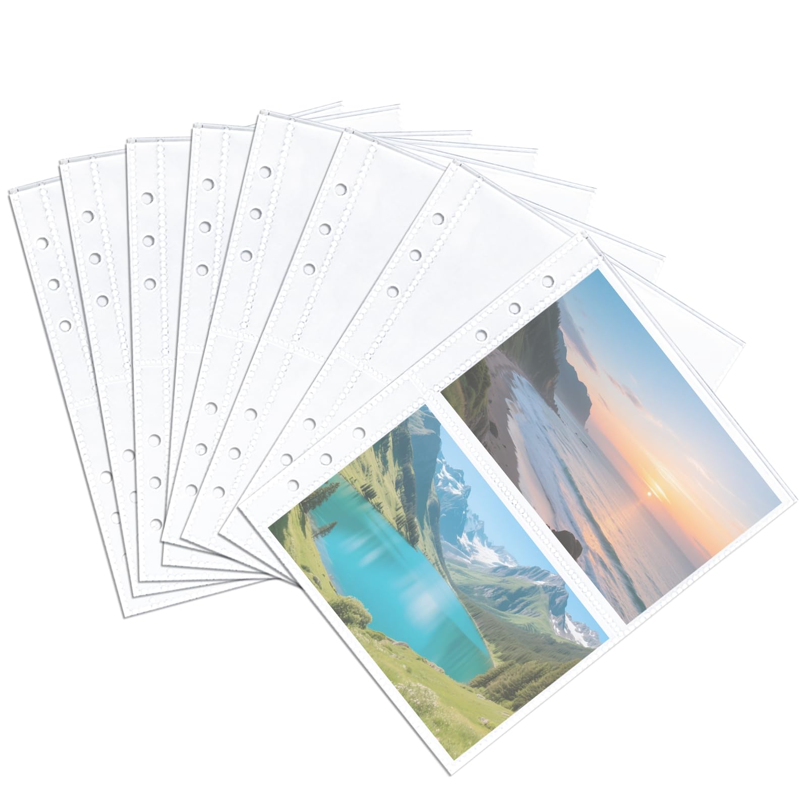 30pcs A5 Ring Binder Refills Clear Plastic Photo Sleeves,6 Hole A5 Binder Pockets for Home Office School Filing Organising (2 compartments, 30)