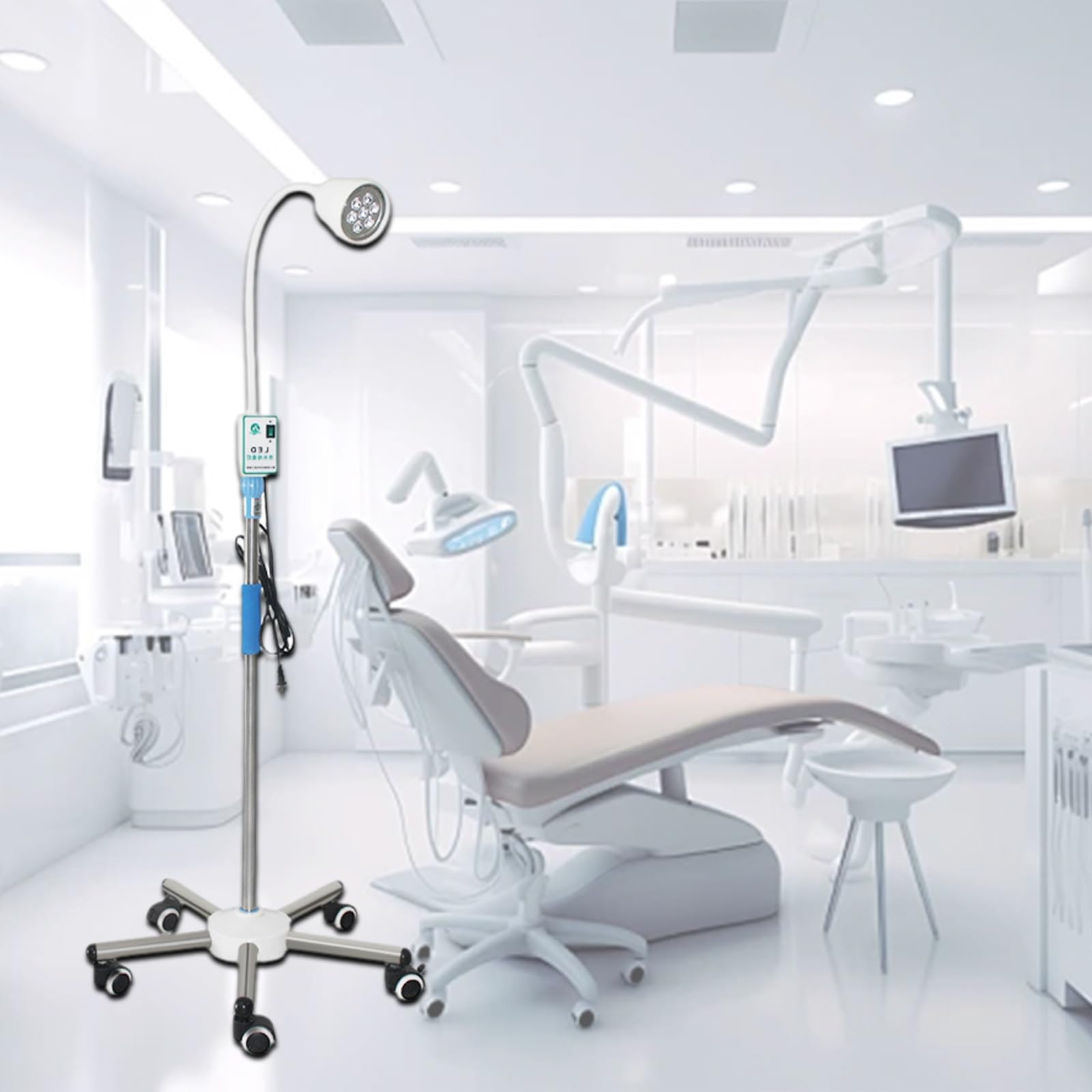 Dimmbare LED gynäkologische Untersuchungsleuchte - Mobile OP-Lampe mit Rollfuß für medizinische Eingriffe, ideal für Kliniken und Krankenhäuser, einstellbare Helligkeit
