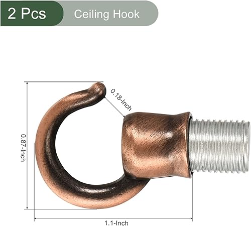 Miniatura 2 de YOKIVE 2 ganchos de techo de aleación, colgantes para colgar lámparas de araña, ideales para cocina, hogar (bronce rojo, 0.87 x 1.1 pulgadas)