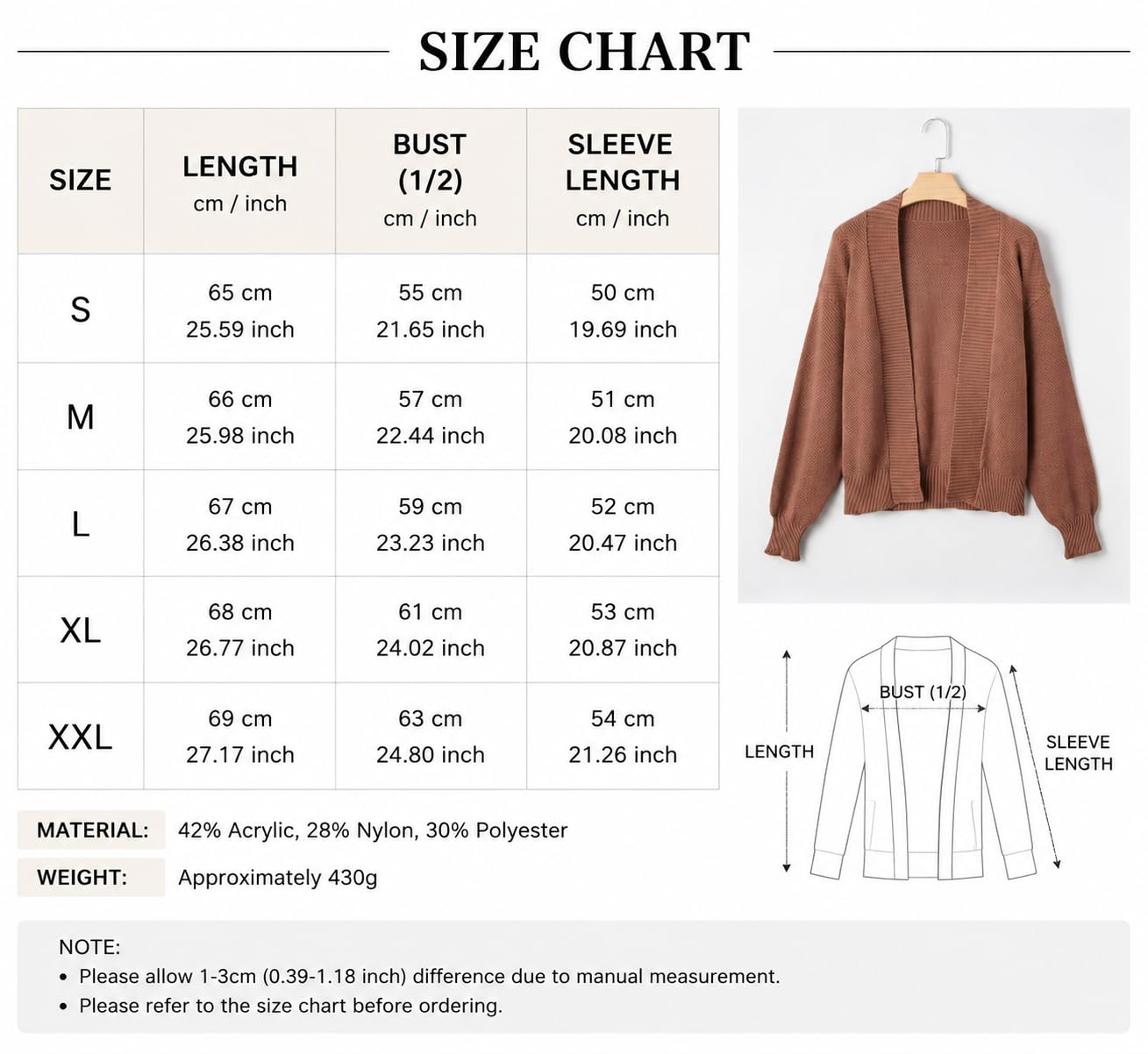 Bolero Mujer, Chaqueta Cárdigan De Punto De Malla Hueca para Mujer, Manga Larga, Abotonada, Suéter Corto Ligero con Protección Solar, Ropa De Abrigo Informal para Vacaciones, Oficina, Uso Diario,