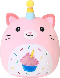 Xfrog Happy Birthday Plush Toy, 25 cm Cake Unicorn Cuddly Toy, Cartoon Plush Cushion, Birthday Gift for Children, Boys, Girls