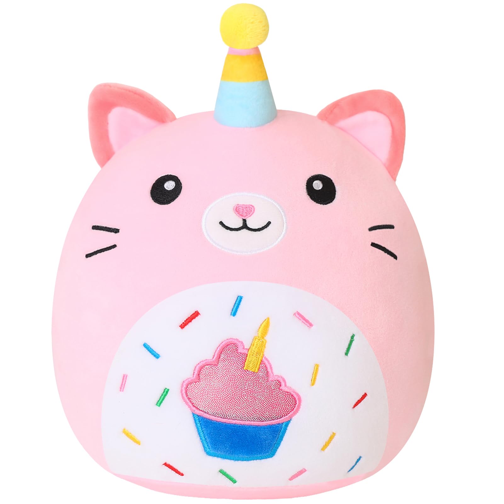 Xfrog Cat Stuffed Animal Birthday Cake Plush Pillow 10" Cute Unicorn Plushies Kawaii Plush Toys Gifts for Kids 25CM