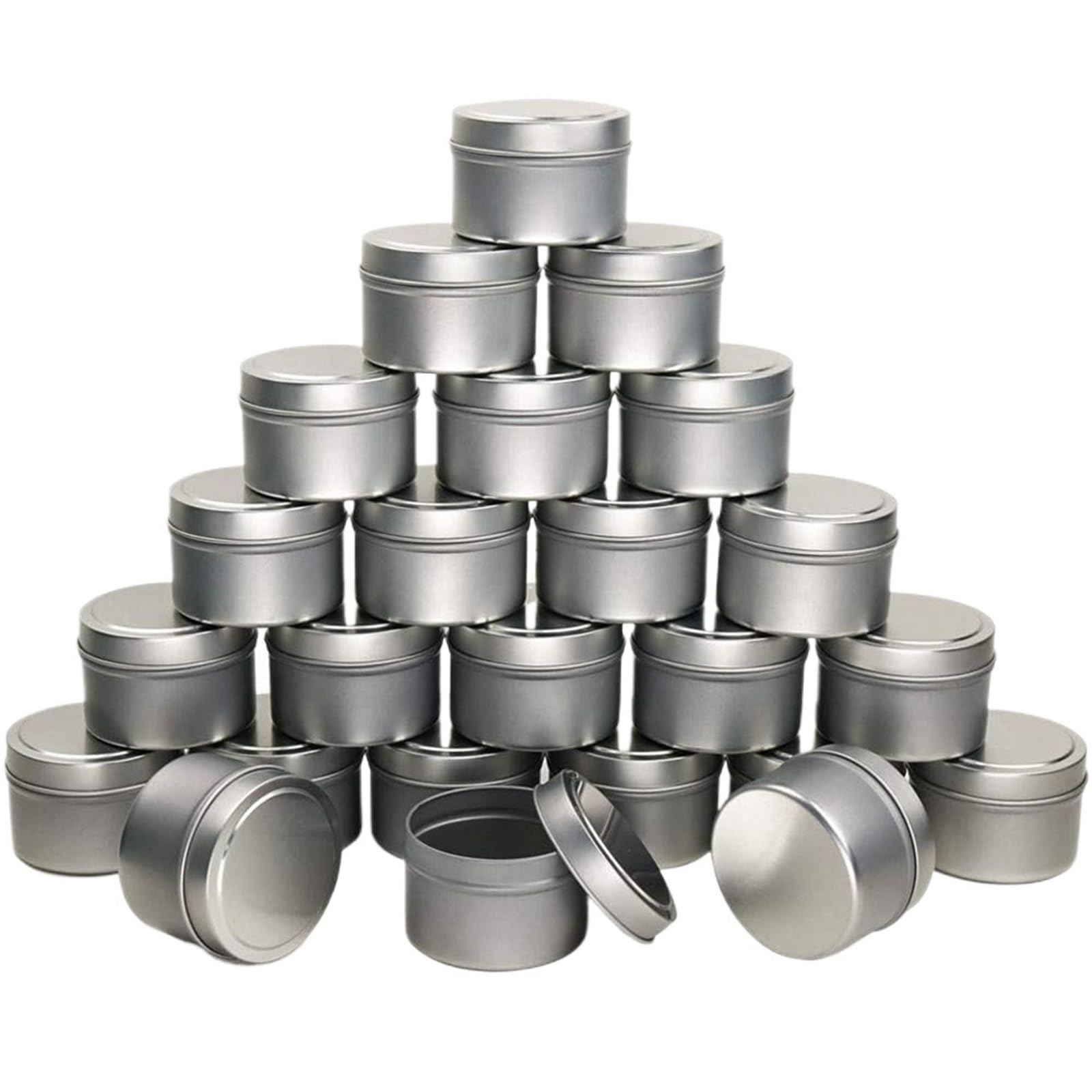 Metalowe puszki na świece | Wielokolorowe 12/24 szt. do wyrobu i przechowywania świec(24 Pcs Silver)