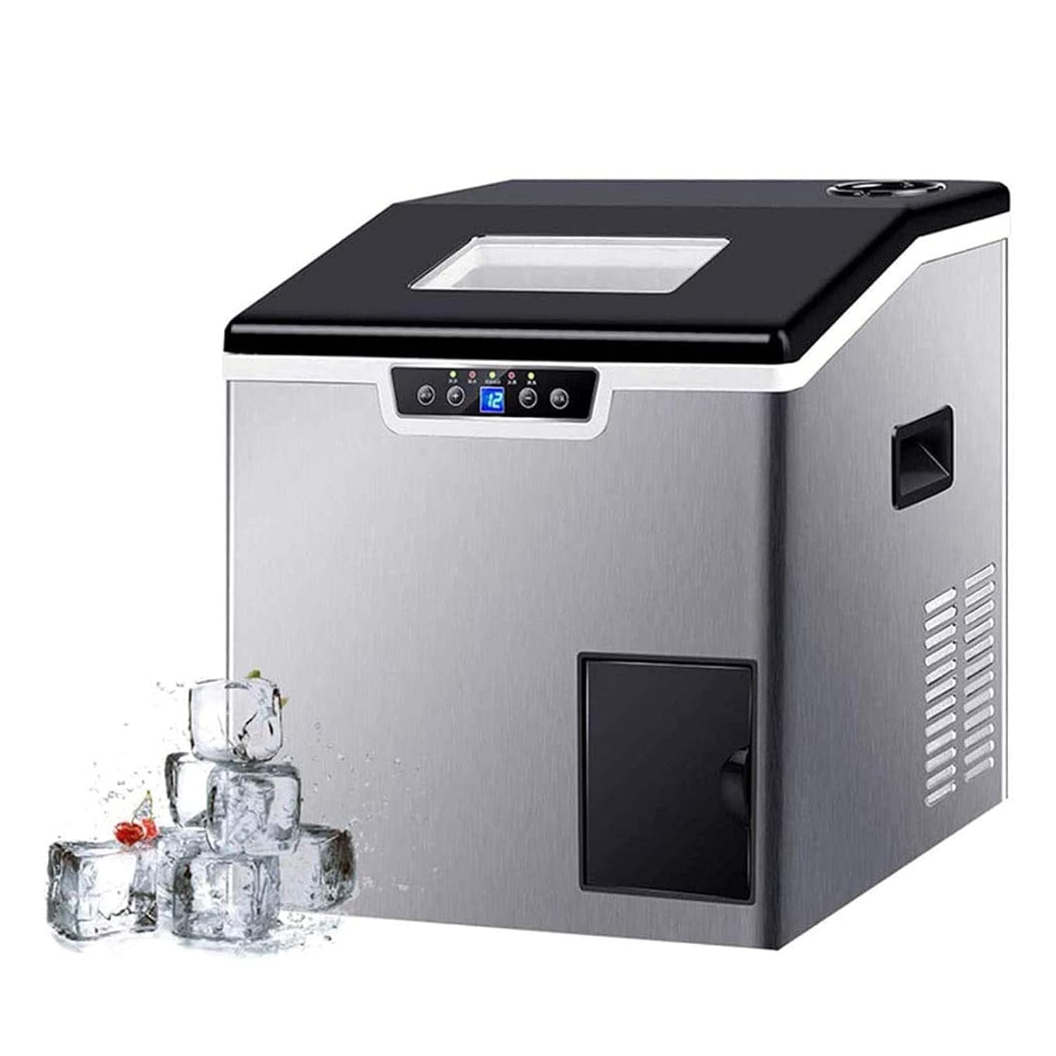 Ice Maker Commercial Ice Maker Machine with Storage 84Lbs/24H Stainless Steel Under Counter Ice Machine with 6.6 Lbs Ice Storage Capacity Self Clean Fast Ice Making