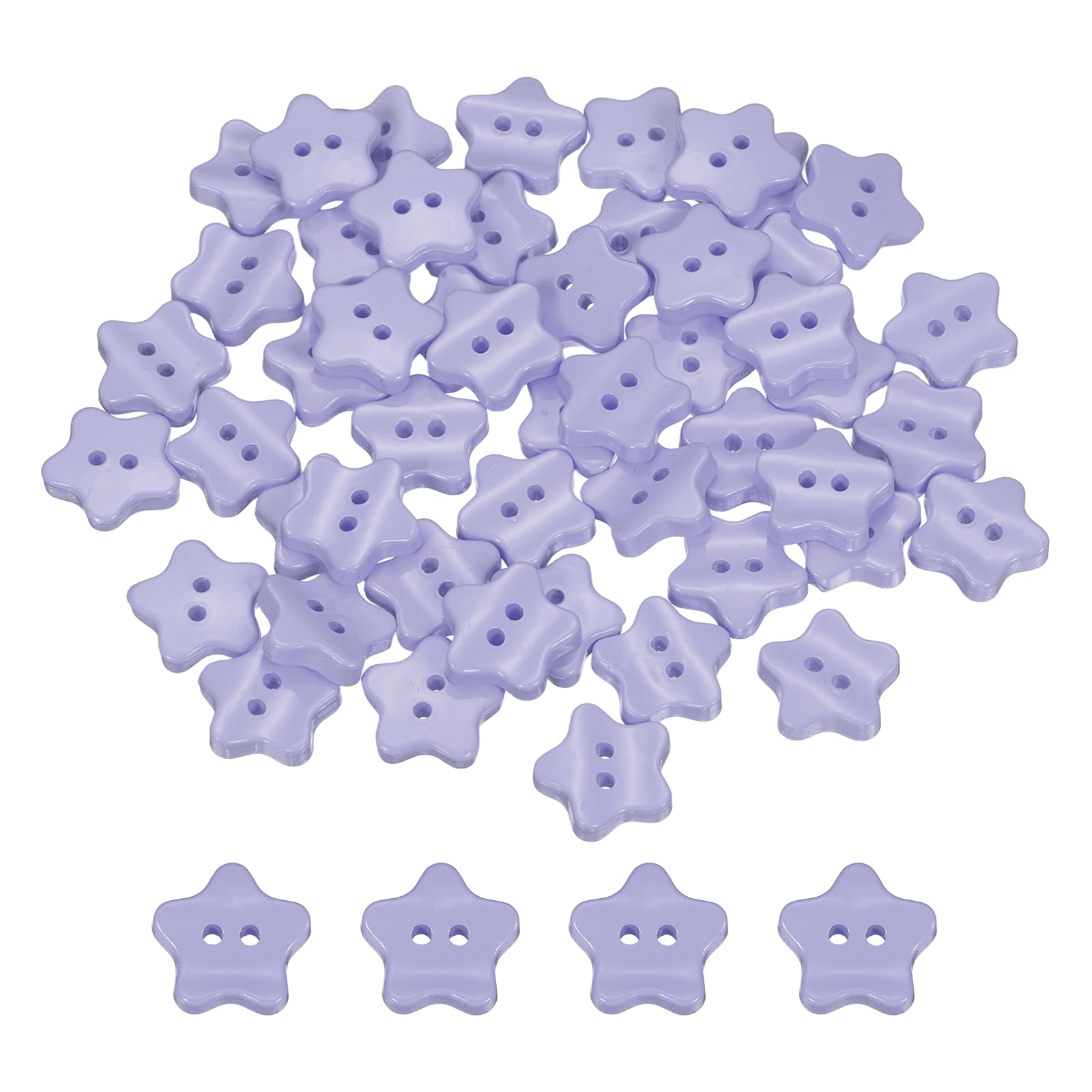sourcing map 50Pcs Resin Buttons, 9/16" (15mm) 2 Holes (Star, Purple)