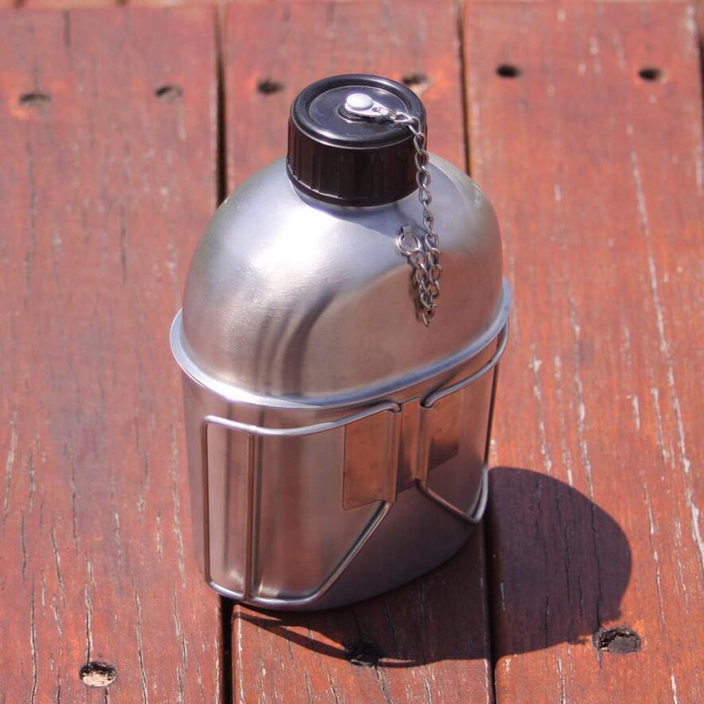 Stainless Steel Camping Cup & Kettle Set, 1L (34 fl oz) Pot with Lid, Outdoor Cooking for Hiking Backpacking