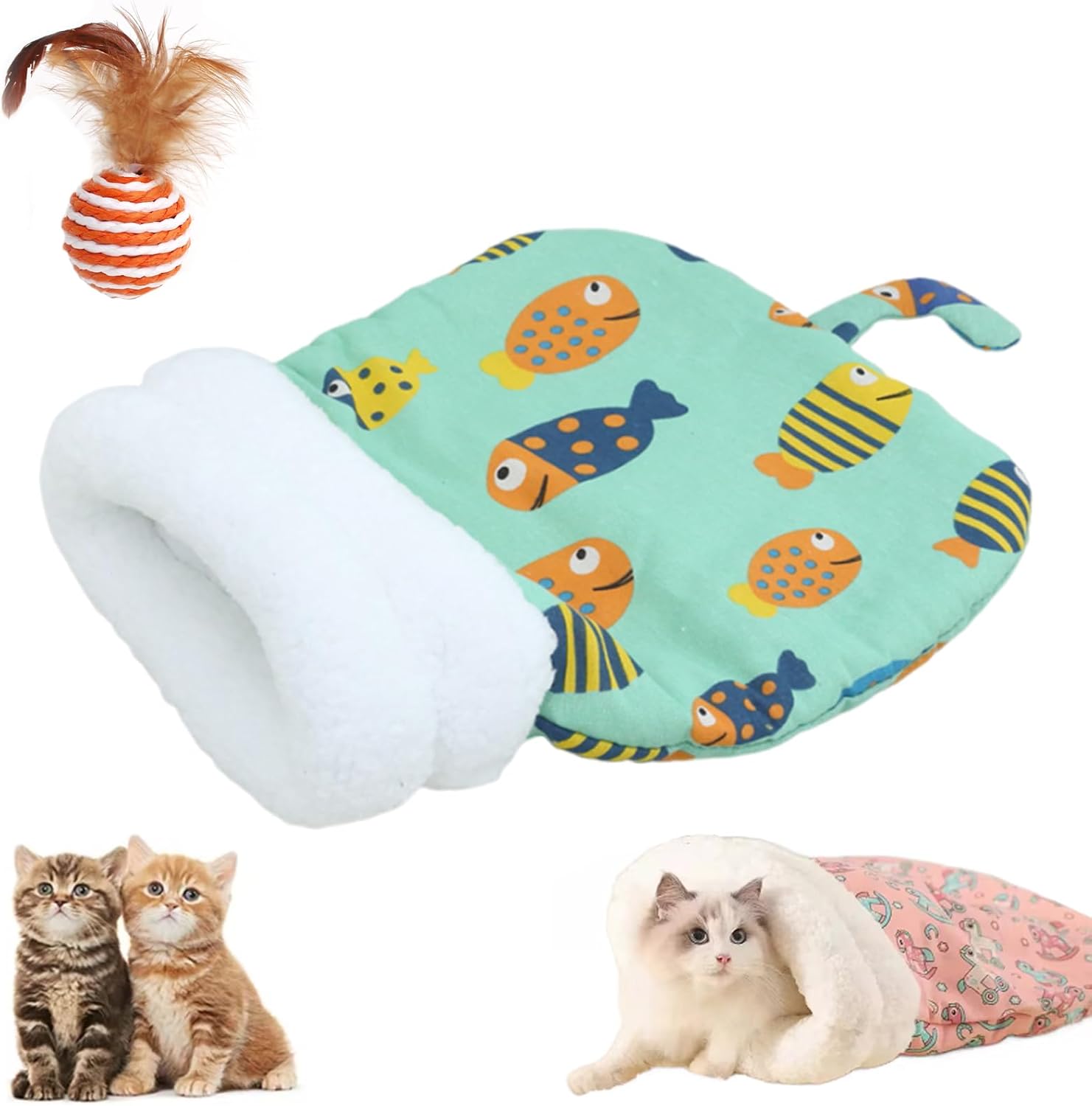 Cat Winter Sleeping Bag, Furry Pawsy Cat Sleeping Bag for