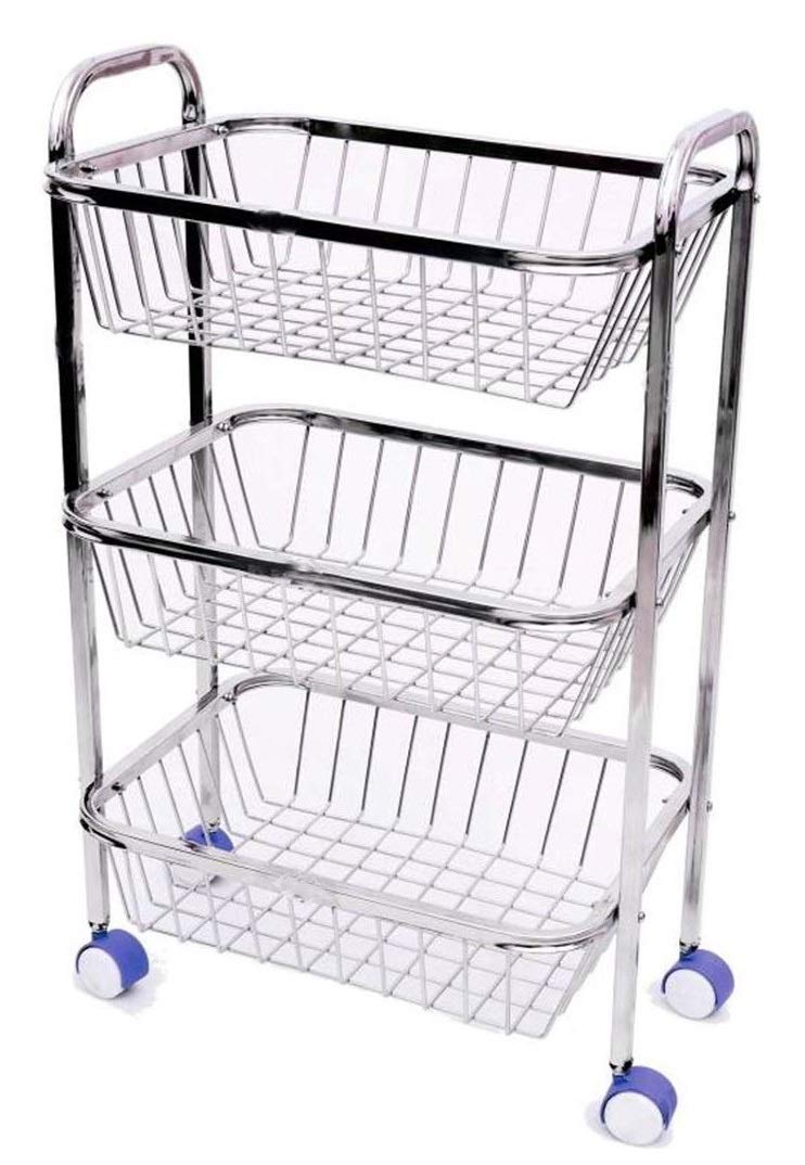 VRCT Stainless Steel 3 Layer Kitchen Trolley Rack (Silver) (B08QJC9K4B) Amazon Price History, Amazon Price Tracker