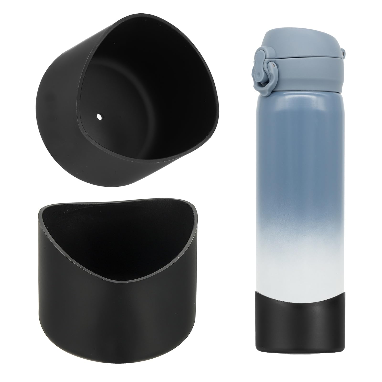 sourcing map 2Pcs Silicone Water Bottle Boot, Silicone Cup Protector, Anti-Slip Protective Sleeve Bottom Accessory for Stainless Steel Water Bottles,Black