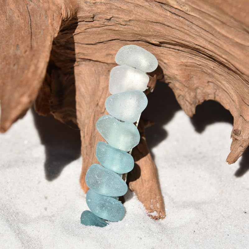 DejaVu Designs Genuine Shades of Teal and Aqua Sea Glass French Barrette Hair Clip - 60 MM