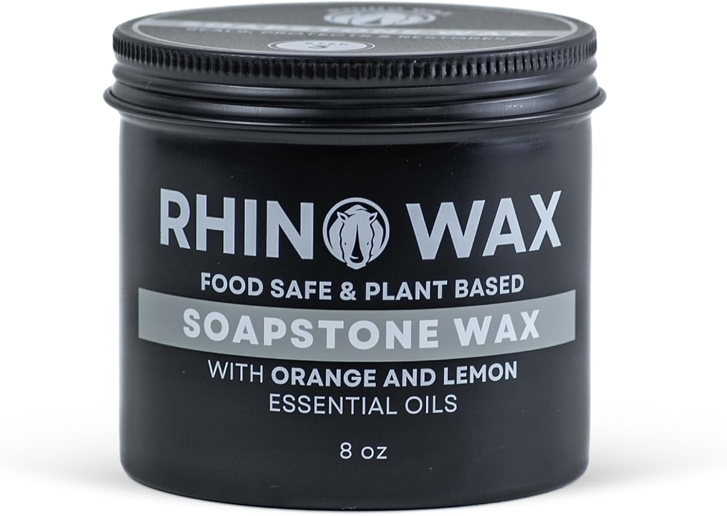 Rhino Wax Soapstone Wax 8oz - Condition, Seal, and Protect Natural Stone, Slate, Concrete Countertops and Surfaces - Natural Coconut Blend of Oils and Waxes (NO Mineral Oil) - Food Safe - Made in USA