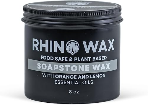 Rhino Wax Soapstone Wax 8oz - Condition, Seal, and Protect Natural Stone, Slate, Concrete Countertops and Surfaces - Natural Coconut Blend of Oils and Waxes NO Mineral Oil - Food Safe - Made in USA
