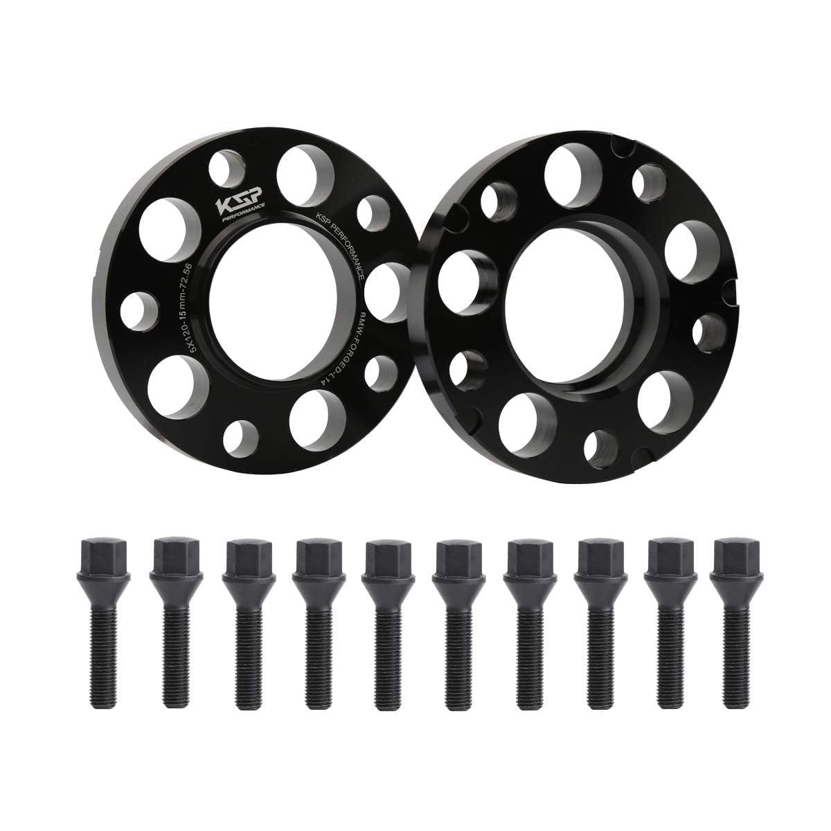 KSP PERFORMANCE 5X120mm Wheel Spacers, 2PCS 15mm Hubcentric Forged Spacer for E36 E46 E90 E92 E60 318i 323i 325i 328i 330i 335i 525i 545i Thread Pitch M12x1.5 Hub Bore 72.56mm
