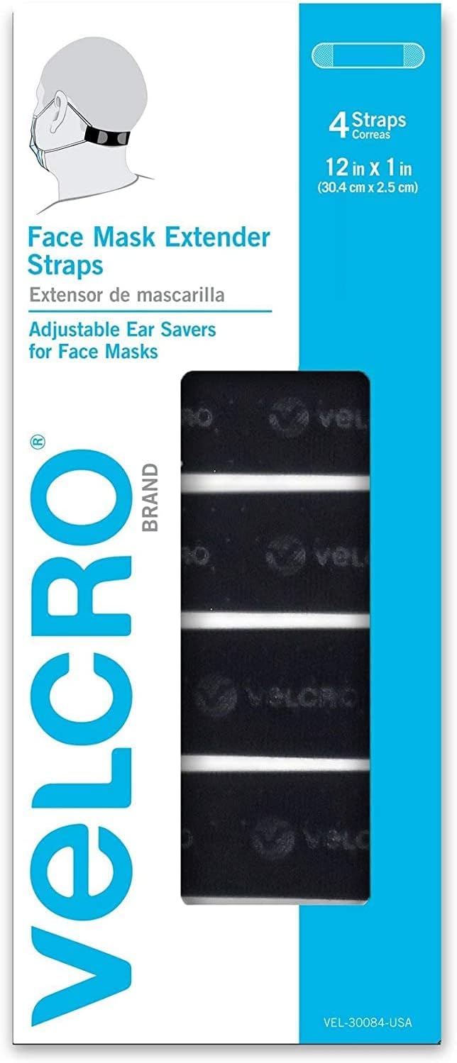 Face Mask Extender Straps - Black,30.4cm x 2.5cm, Pack of 4