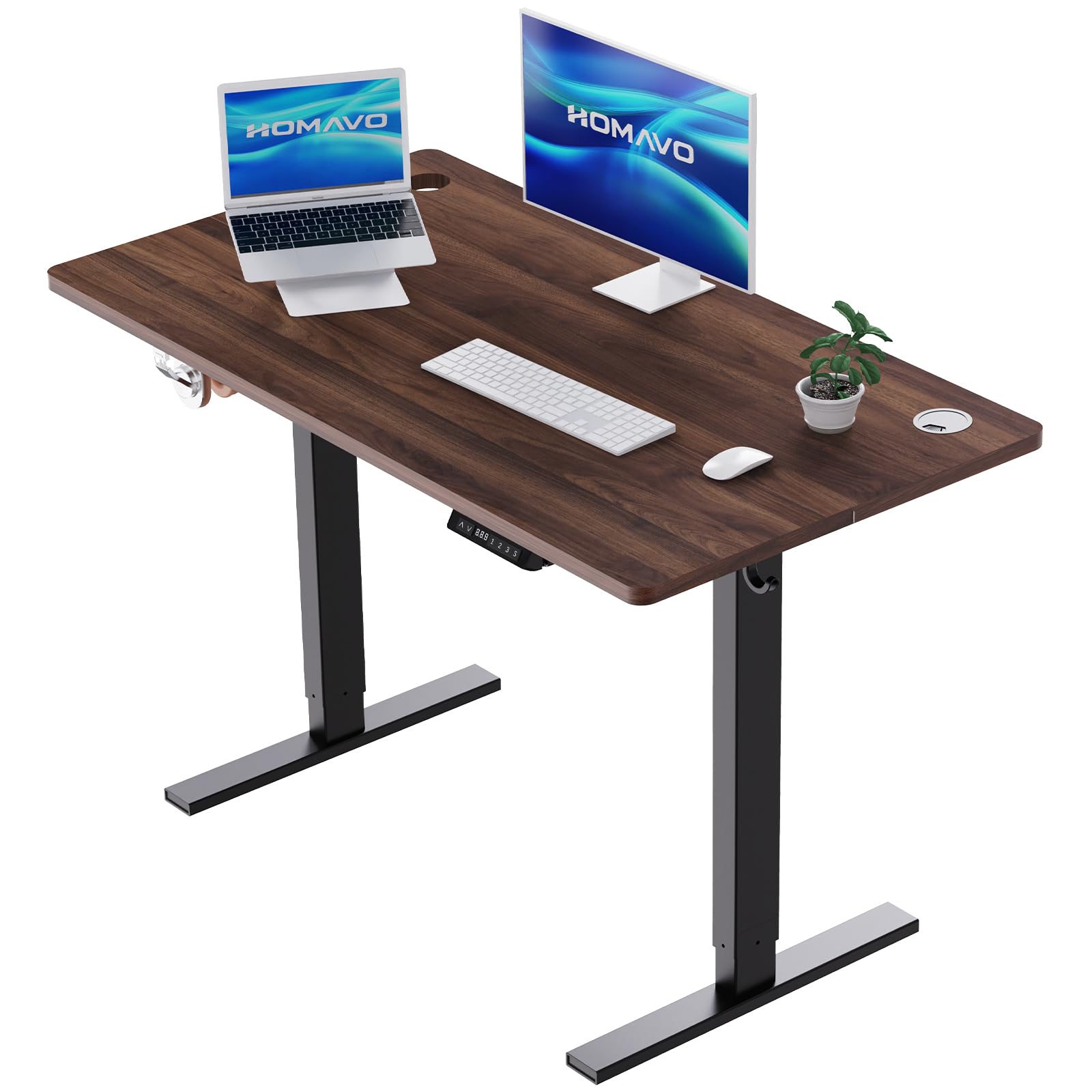 Escritorio Eléctrico De Pie para Sentarse 140x70cm, Escritorio Eléctrico con Memoria y Función Anticolisión, Puertos de Carga Rápida USB-A y Tipo-C, Escritorio Regulable en Altura (70-119CM)