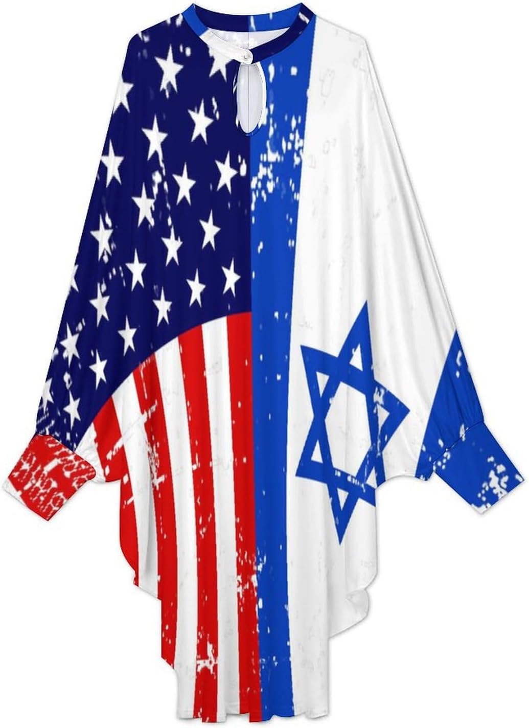 American Israel Flag Funny Women's Bat Sleeve Dress Mini Lounge Casual Pullover Tops Novelty Dresses 4XL