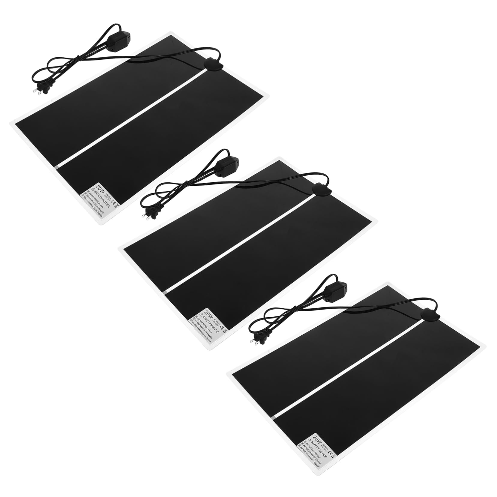 ORFOFE 3-Pack Reptile Heat Mat Temperature Control 20w Low-Voltage Safe for Glass Containers
