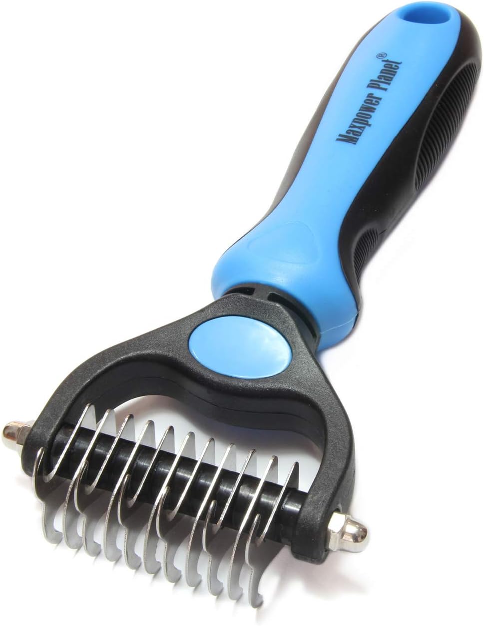 Pet Grooming Brush - Double Sided Dematting Undercoat Rake for Dogs and Cats, Extra Wide Pet Brush to Reduce Shedding by 95% (Blue, S)