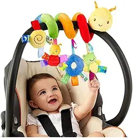 Brinquedo para recém-nascido, Carrinho de bebê de pelúcia em formato espiral com chocalhos, beezo.