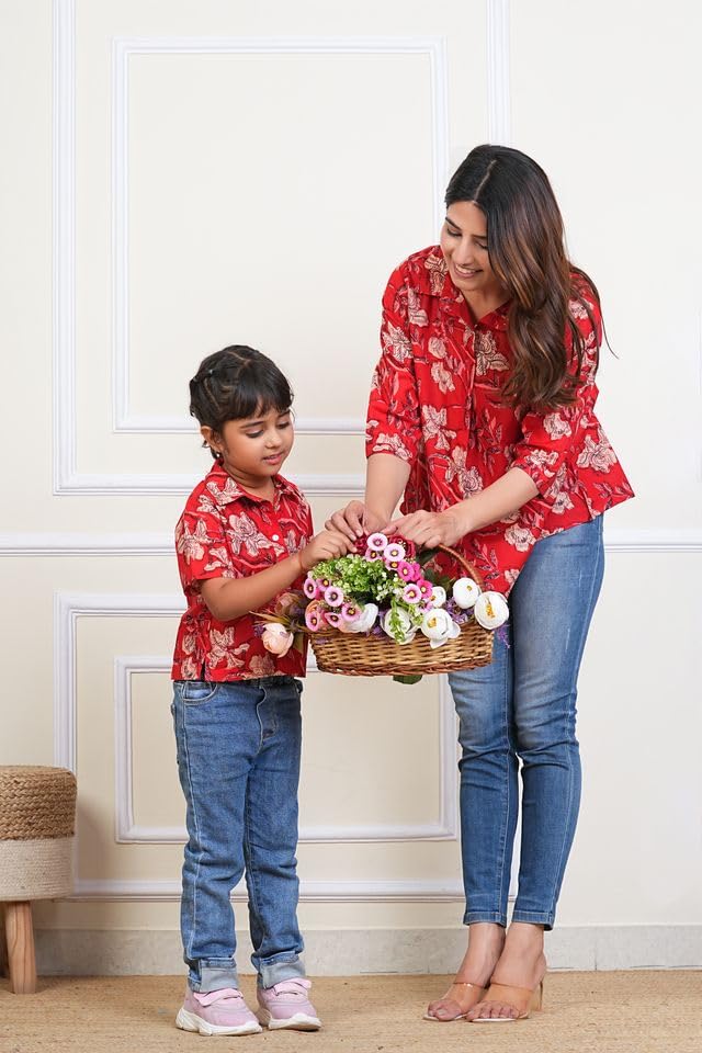 Image of Maaesa Women & Girls Mother Daughter Matching Shirt Combo || Rayon Tie-Dyed Shirt || Full Sleeve || Casual Wear || Family Twinning Outfit