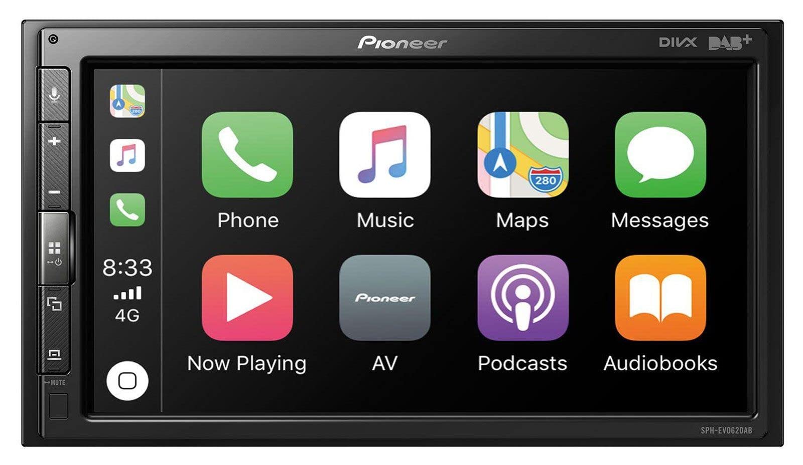 Pioneer SPH-EVO62DAB-AN Media Center - 6,8 Zoll Touchscreen, 1,5 A Schnellladung USB, Apple CarPlay, Android Auto, DAB/DAB+ Digitalradio, Bluetooth, 13 Band Equalizer, inklusive Antenne