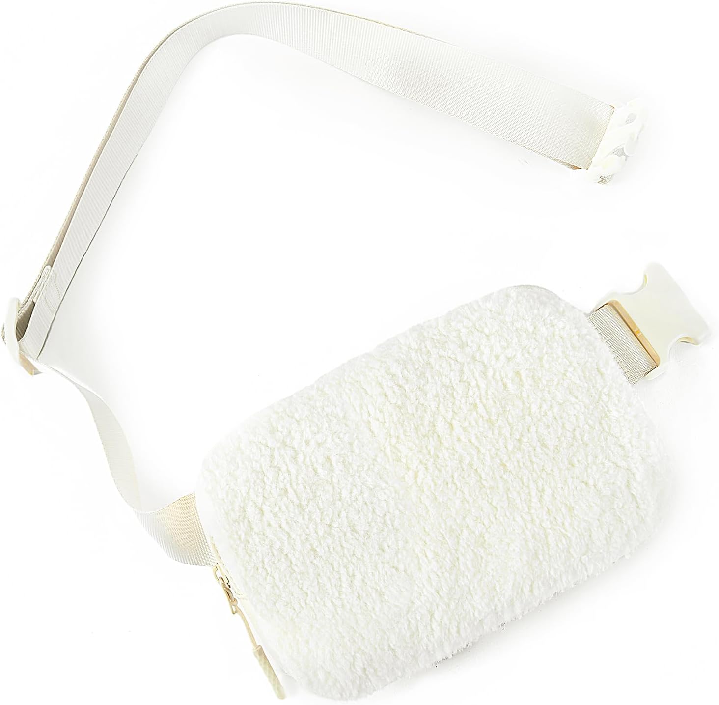 Telena Belt Bag for Women Men Fashionable Crossbody Fanny Pack for Women Trendy Waist Bag with Adjustable Strap Fleece White