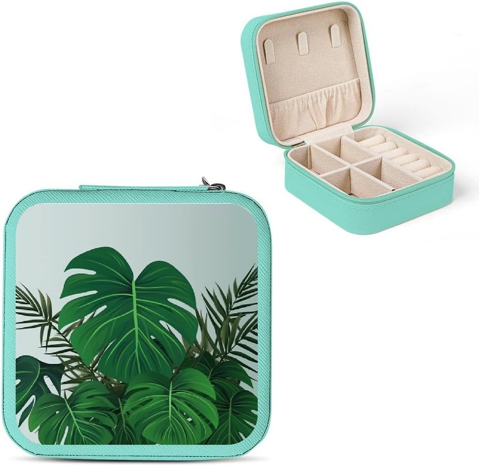Minimalist Green Plants Jewelry Organizer, Travel Essential Jewelry Box for Necklaces, Rings, Earrings, Perfect Bridesmaid Gifts Green
