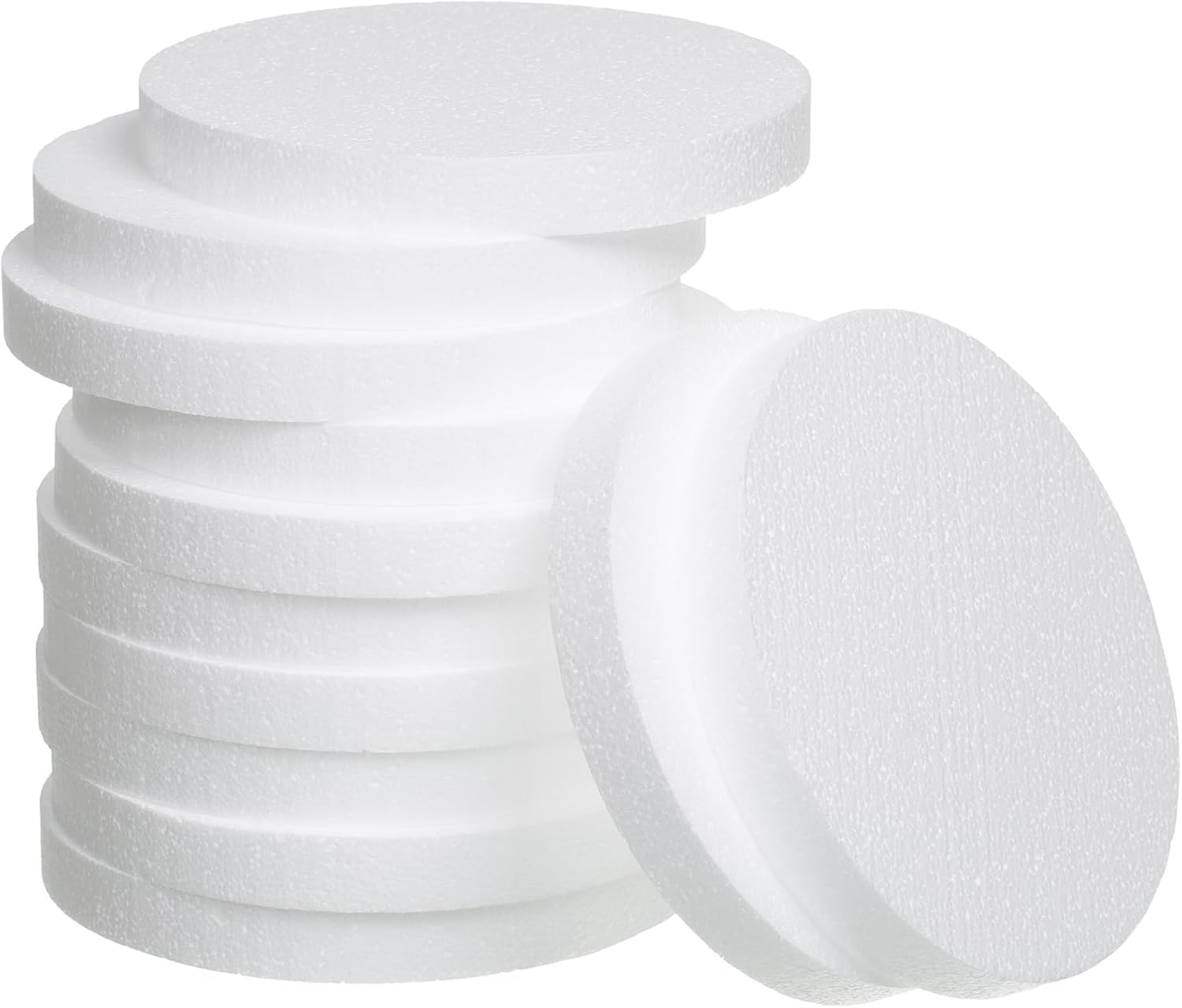 Crafare 8 Inch Foam Circles for Crafts 12pcs Round Foam Discs 1 Inch Thick for Cake DIY Projects Wedding Holiday Christmas Crafts Making and School Modeling