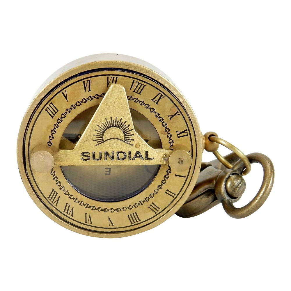 Pocket Compass - Magnetic Navigation Tool with Pocket Sundial - Compact and Portable - Keychain Attachment with Lobster Clip - Ideal for Emergency and Survival Situations