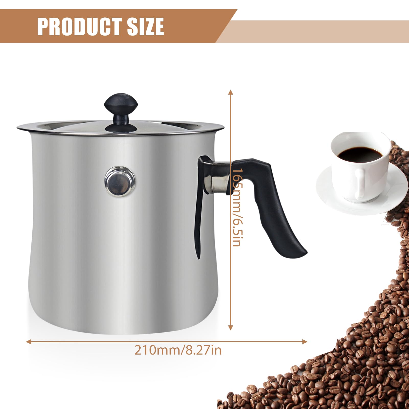 Pentola per latte con coperchio, 1,5 l, con pipa, a doppia parete, con manico in bachelite, per budini, bagnomaria, in acciaio inox, per induzione a gas