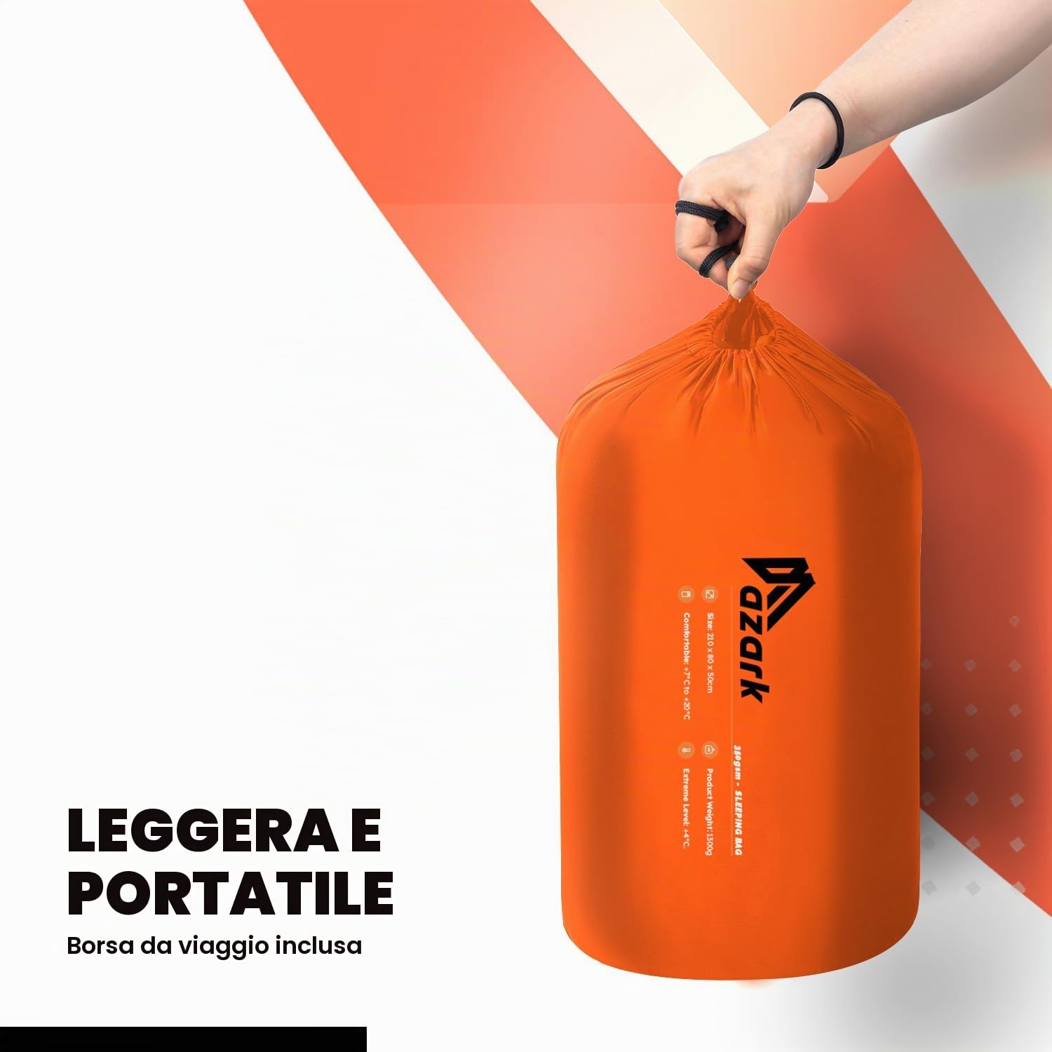 azark Sacco a pelo di alta qualità, 350 g/m², leggero e impermeabile, 4 stagioni di campeggio, escursionismo e attività all'aperto, sacco a pelo per adulti e bambini