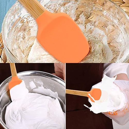 Miniatura 3 de Juego de espátulas de silicona pequeñas, paquete de 5 mini espátulas raspadoras con mango de bambú para raspar cocinar, hornear, mezclar, espátula,