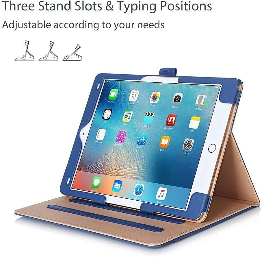 ProCase iPad Pro 9.7 Navy Stand Folio Case Bundle with 2 Pack iPad 9.7 2018 & 2017 / iPad Pro 9.7 / iPad Air 2 / iPad Air Tempered Glass Screen Protectors
