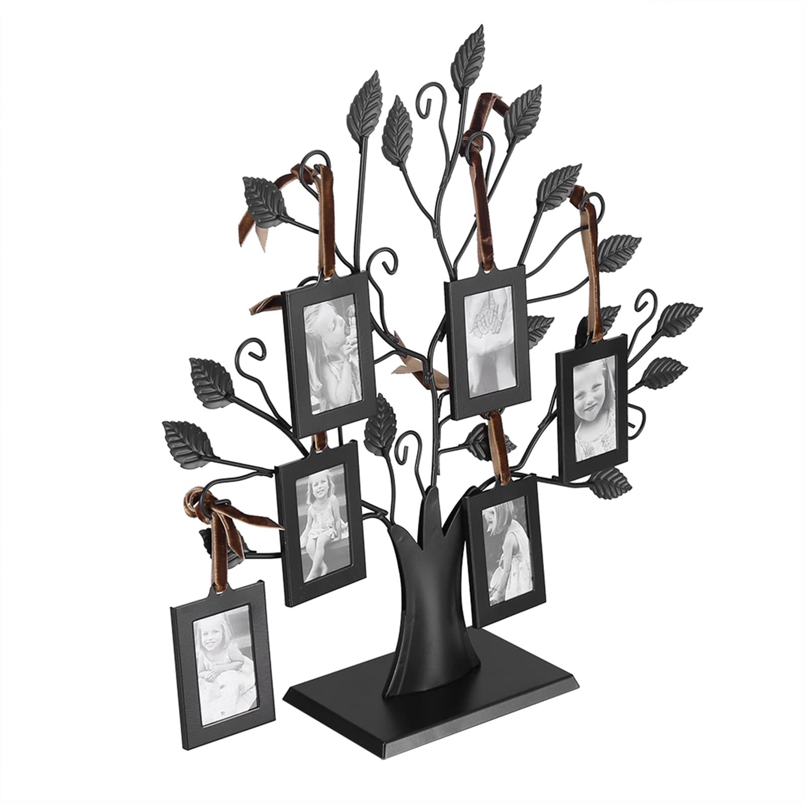 Marco de fotos de árbol genealógico, árbol de exhibición de fotos, con 6 o 12 marcos de fotos colgantes, borlas de cinta ajustables (tamaño pequeño: 6 marcos de fotos con 6,4 x 4,6 cm)