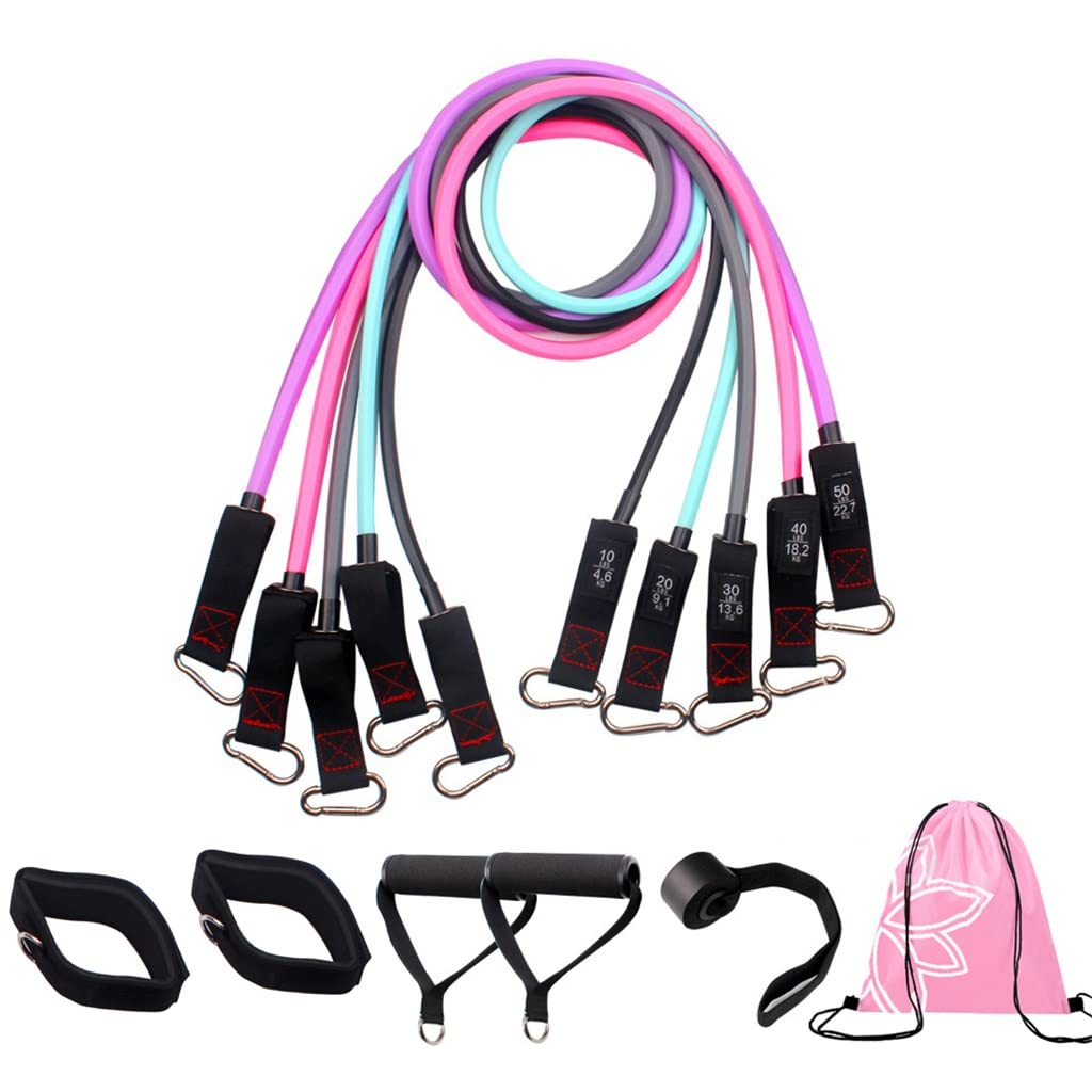11 PC/Set Bandas de Resistencia Femenina Culturismo TPE Belt Fitness Fitness Yoga Pull Rope Equipo de Gimnasio Bandas elásticas
