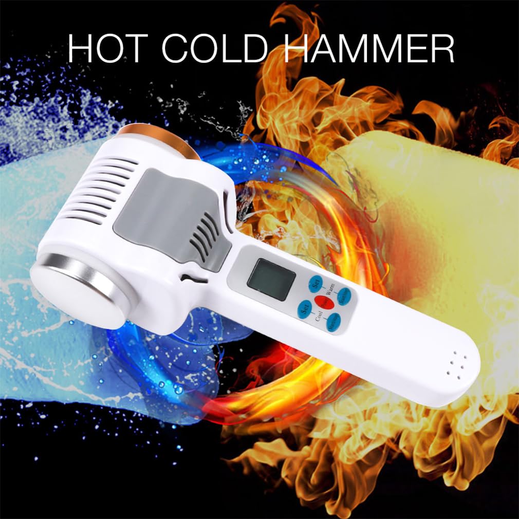 Heiß und Kalt Gesichtsmassagegerät, Doppelköpfe Hammer Vibration Massage Instrument, SPA Anti-Falten Haut Straffen Lifting Massage Maschine
