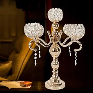 Gdrasuya10 Crystal Candle Holders, Gold Crystal Candelabra with 5 Arms Wedding Centerpieces Candelabra Decor