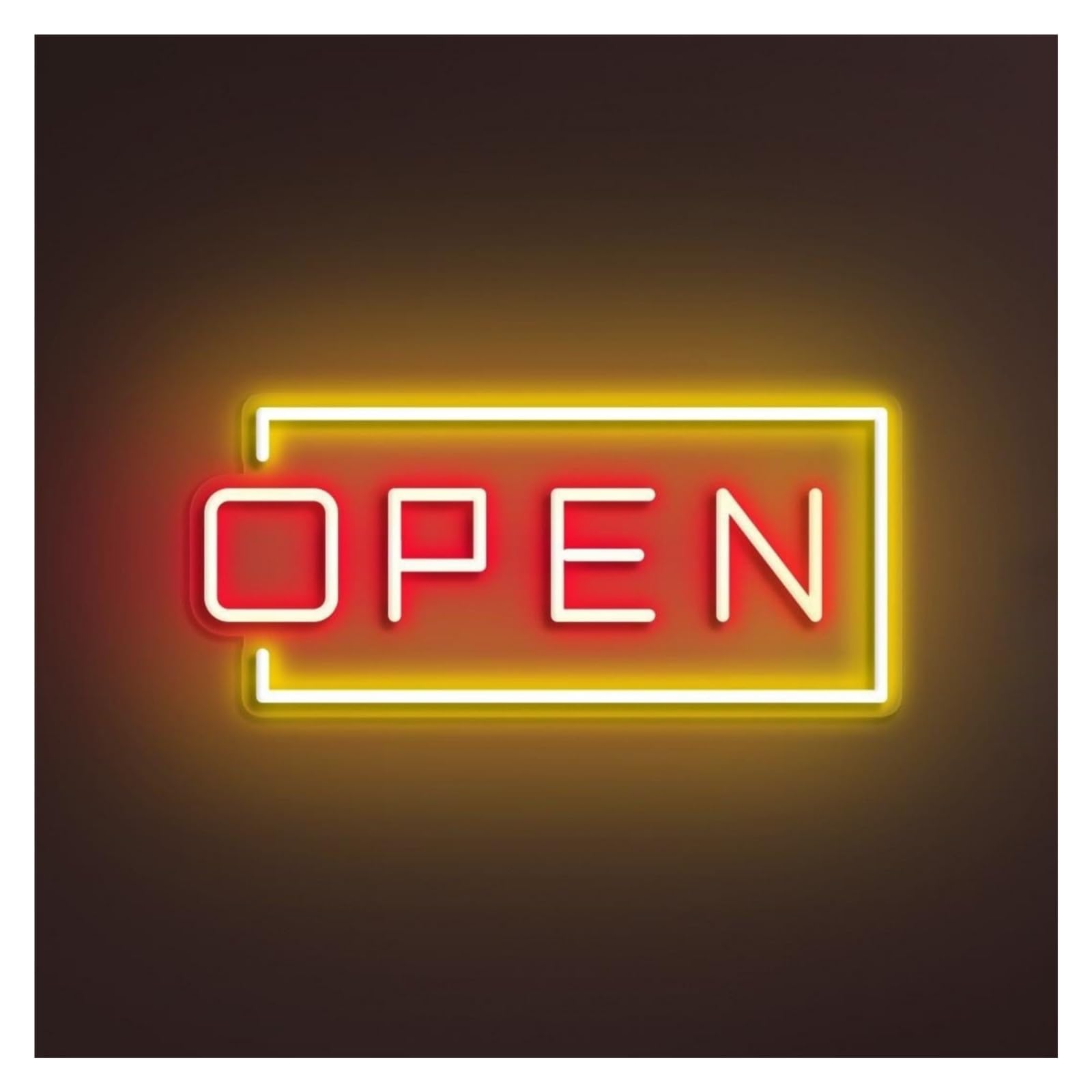 RONGCH Hanging Art Signs Open Neon Sign, Suitable for Cafe Shop Decor with Brightness Adjustable 38cm(Lemon Yellow+red)
