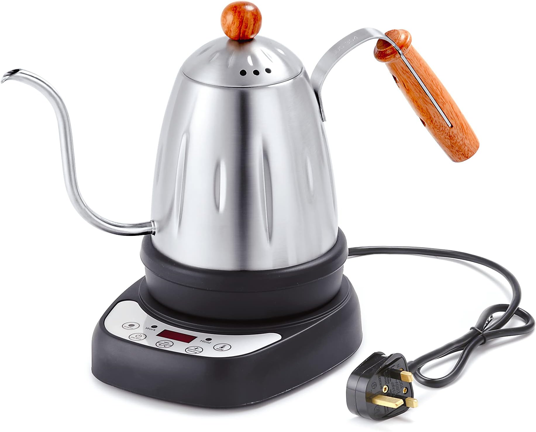 Diguo Variable Temperature Digital Electric Gooseneck Kettle, Pour Over Coffee Kettle Hand Drip Kettle Narrow Spout Premium Stainless Steel Gooseneck Tea Kettle, DG-1738 (Sliver)