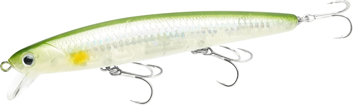 LUCKY CRAFT FlashMinnow 110 Ghost Series Saltwater Fishing Lures, Jerkbait for Halibut and Bass Fish, Slow Suspending 1–2 ft, Surf Fishing Gear and Tackle Box Accessories
