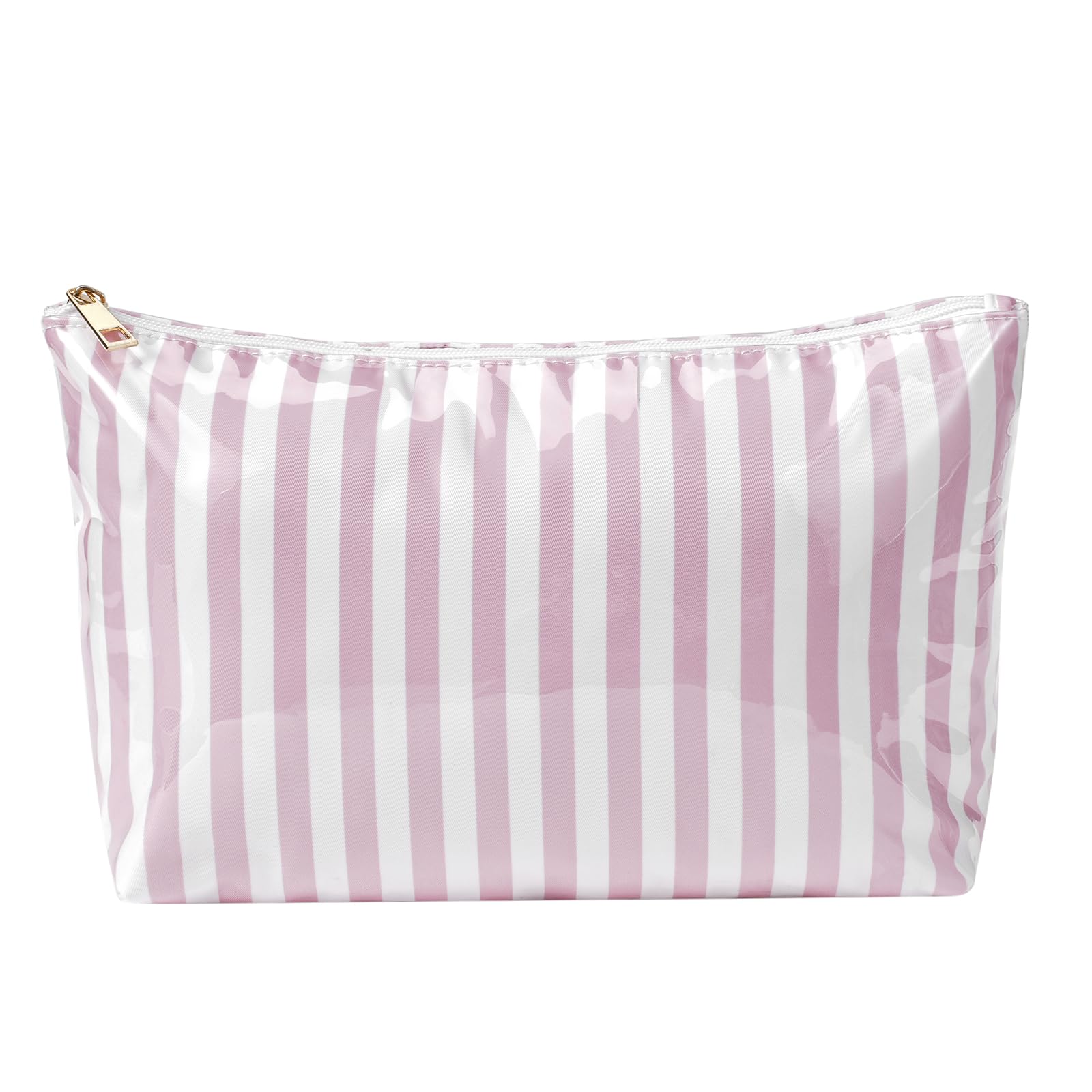Large PVC Waterproof Striped Makeup Bag(04Pink Stripe)