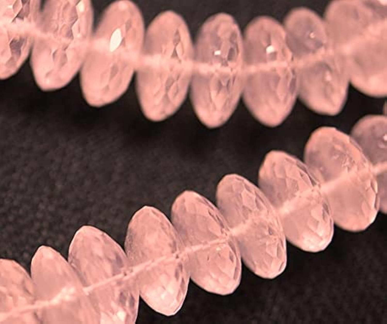 LKBEADS 4 Inches Strand, AAA Rose Quartz Faceted German Cutting Rondelles 8-10mm